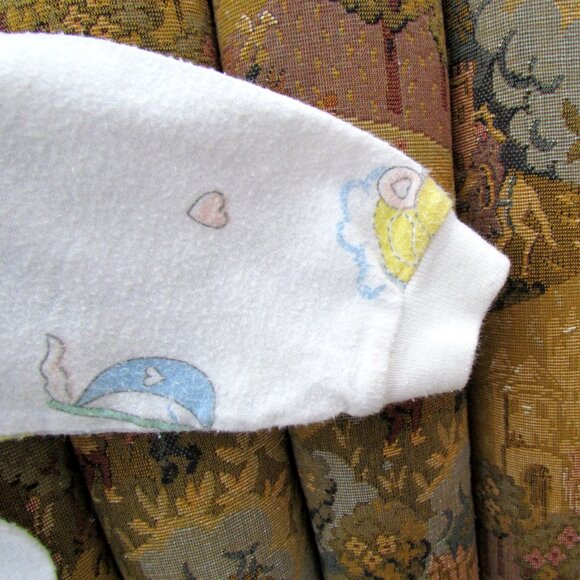 VINTAGE BABY BLANKET & ROMPER TO MATCH, M, COTTON FLANNEL w LONG SLEEVES, SNAPS - Picture 4 of 5